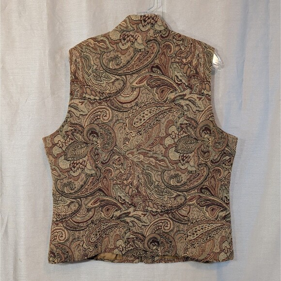 Vintage Tapestry Vest Brown Floral Paisley White Stag - Tagless /See Photos - XL - Picture 4 of 16